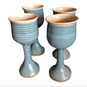 Set of Four Midcentury California Studio Pottery Goblets